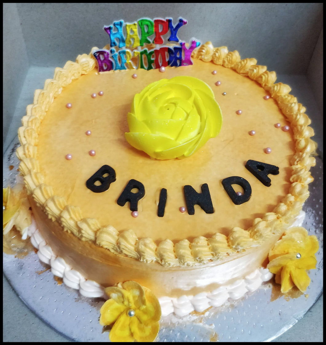 Butterscotch  Cake  with  Rose
